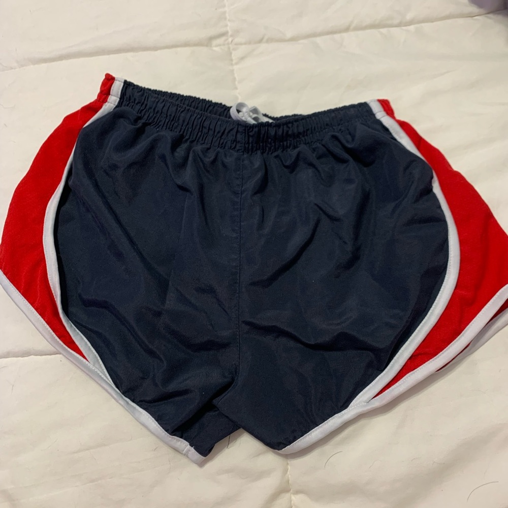 Blue and red shorts